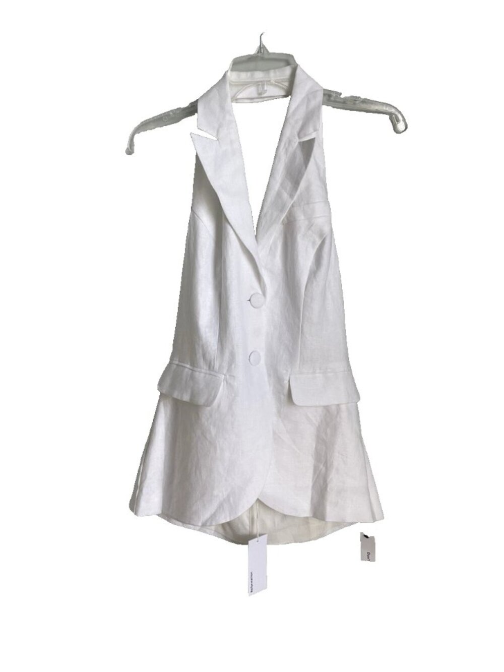 Reformation White Brennan Linen Vest Open Back NWT